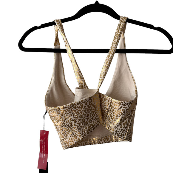 New Carbon38 Mini Leopard Bra Legging Workout Set Beige Gold - Picture 4 of 7